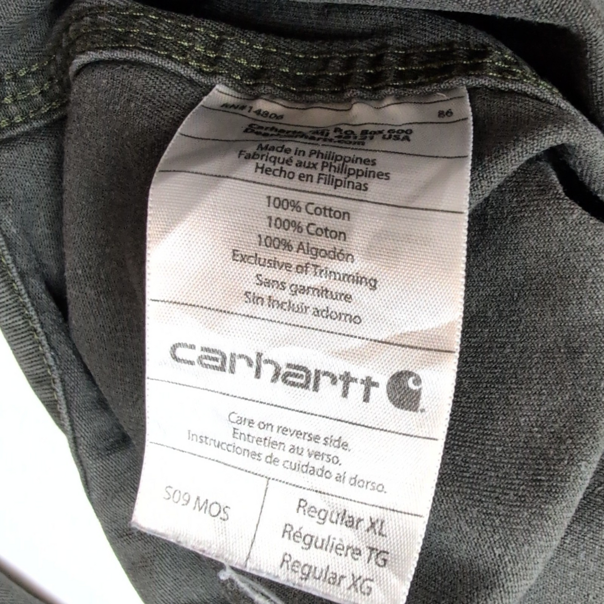Chemise Carhartt XL Vert Foncé Coton Épais Workwear Manches Longues