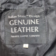 Vintage Biker Jacket Leather L Black Italian Stone Design Veste Cuir Moto |50c