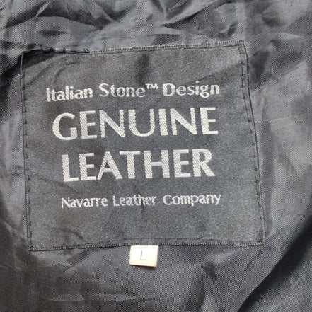 Vintage Biker Jacket Leather L Black Italian Stone Design Veste Cuir Moto |50c