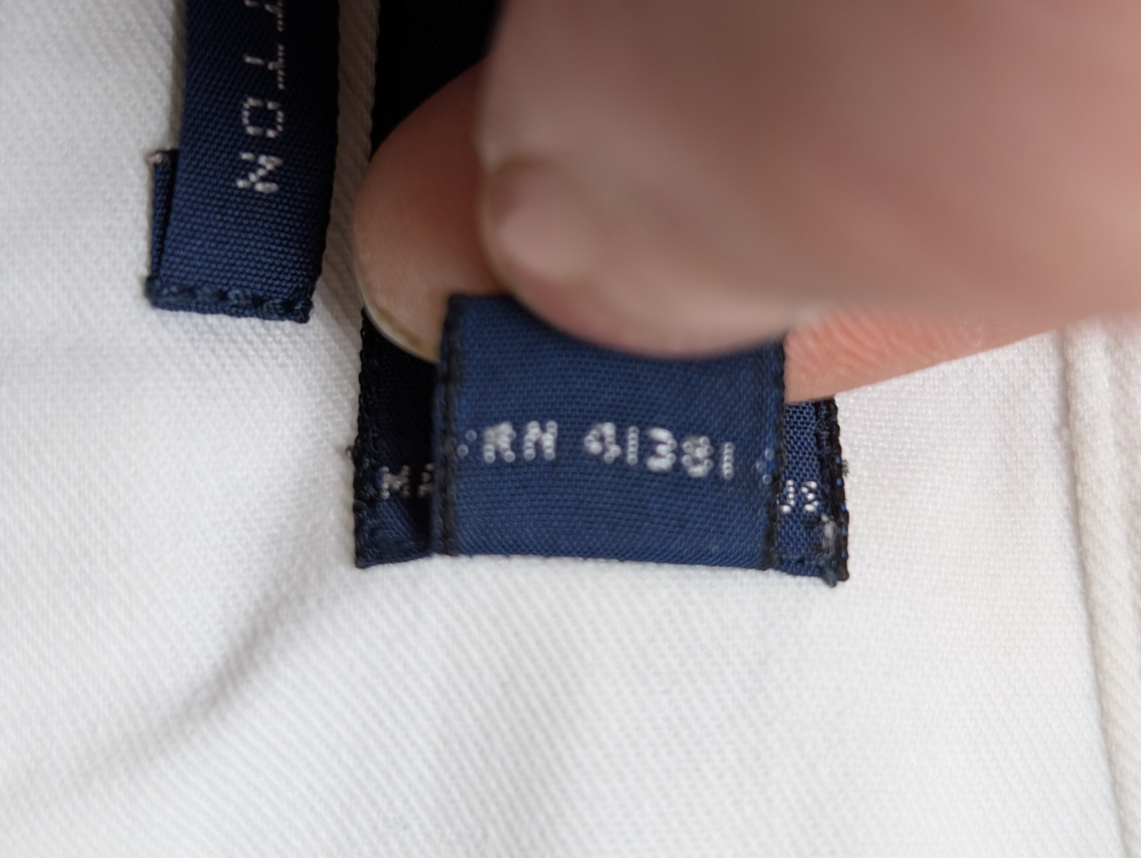 Chemise Ralph Lauren Blanche Logo Bleu Marine M. Longues Taille L (Coupe large)