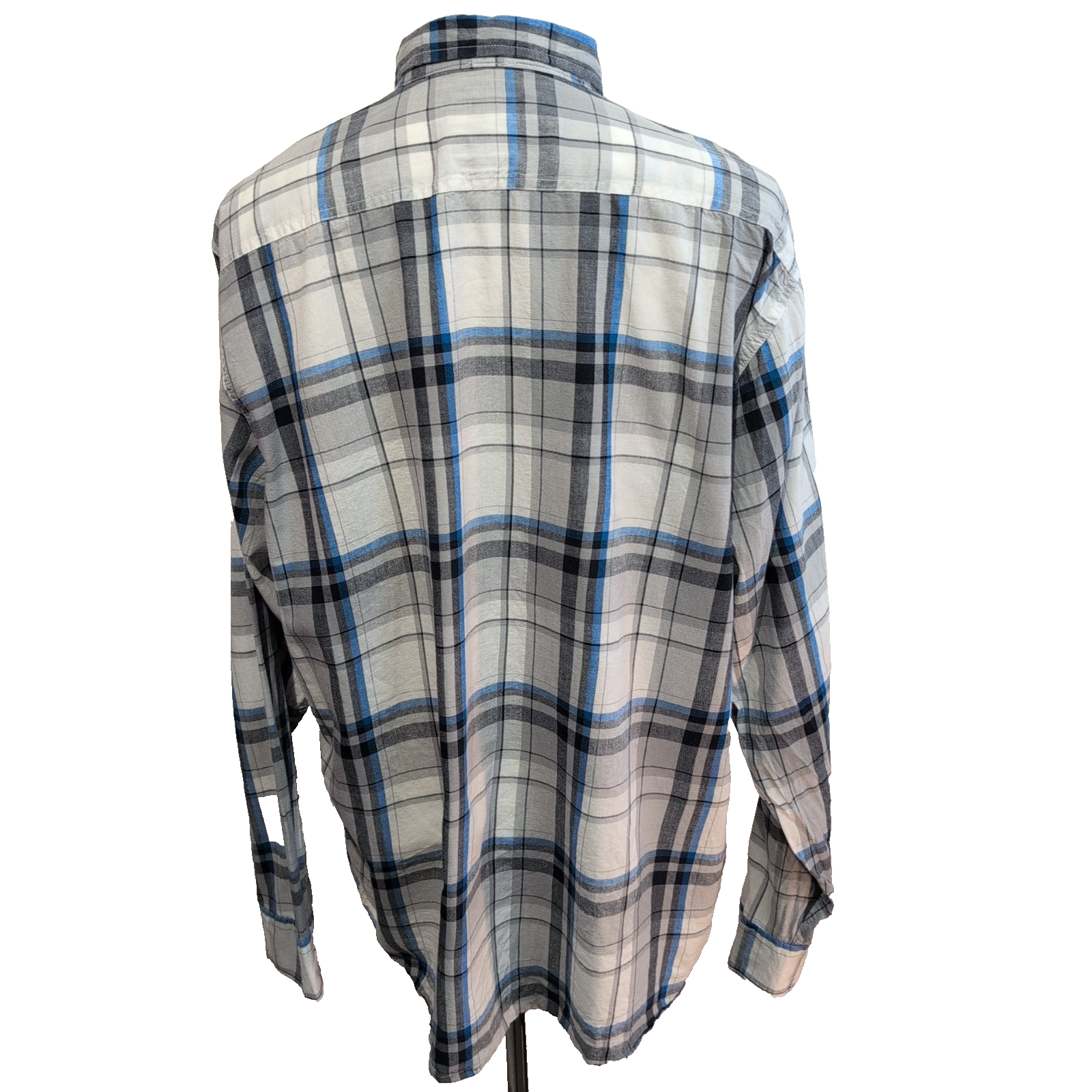 Chemise Wrangler 2XL Blanc Bleu et Gris à Grands Carreaux