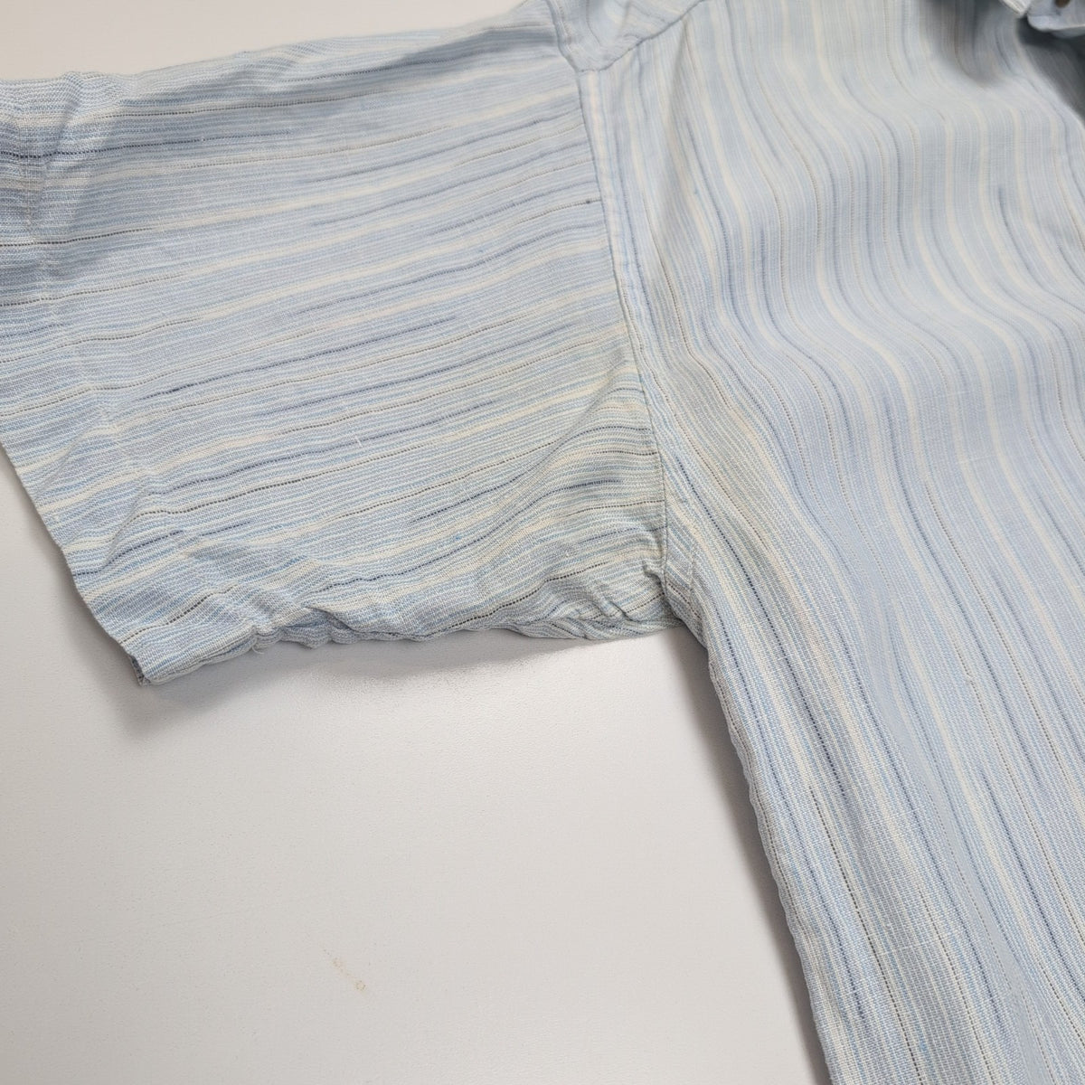 Chemise Patagonia S 100% Chanvre Bleu Rayures Manches Courtes Vintage