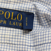 Chemise Polo Ralph Lauren Shirt XL Carreaux Bleu Blanc Col Classique Coton