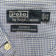 Chemise Polo Ralph Lauren Andrew XL/XXL Bleu Carreaux Pinpoint Oxford