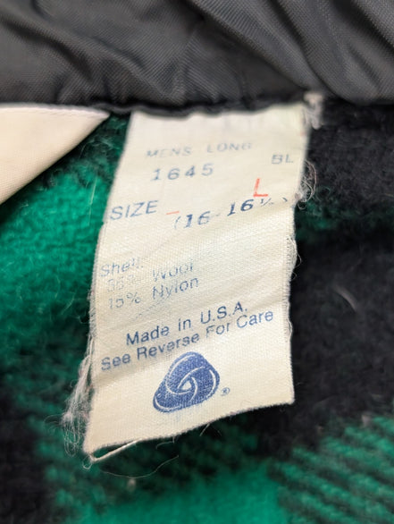 Chemise VESTE Laine L.L.BEAN VINTAGE L USA Bûcheron VERT NOIR Wool |285S