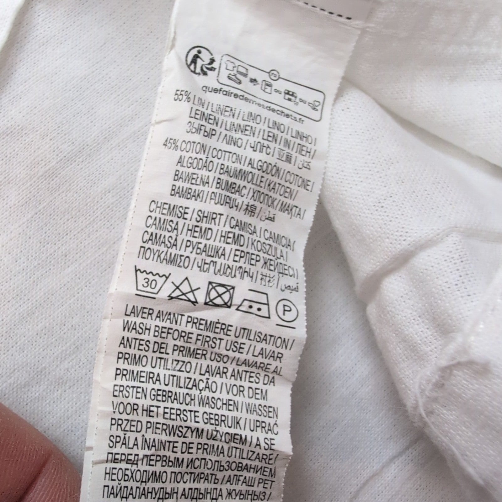 Chemise Kiabi Lin Coton Blanche Manches Courtes Regular Fit Taille XL
