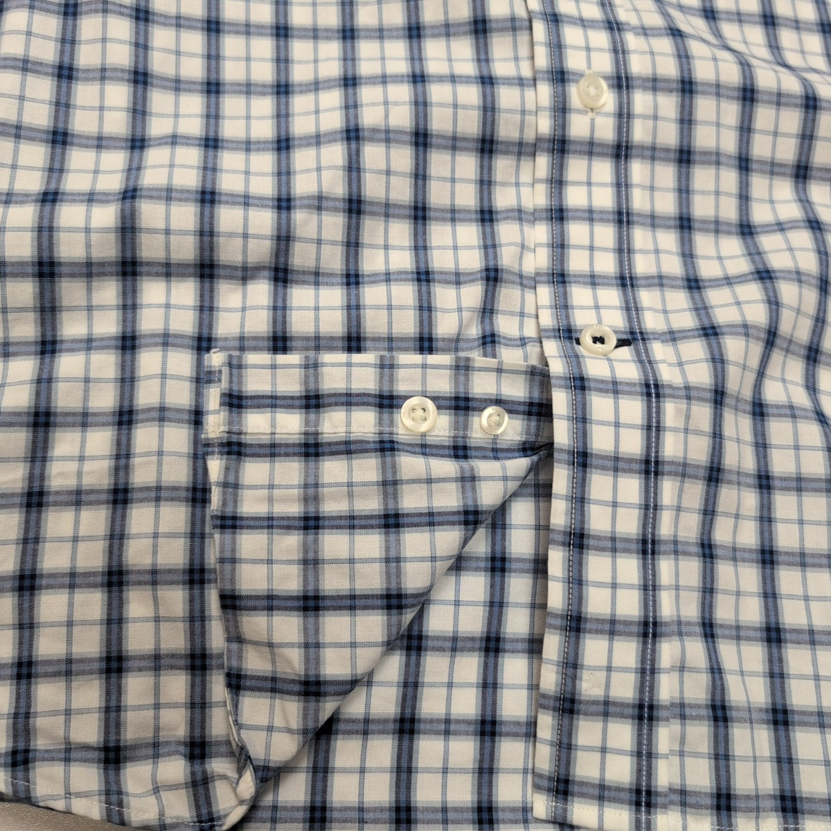 Chemise Nautica XL Bleu Carreaux 100% Coton Manches Courtes Logo Brodé