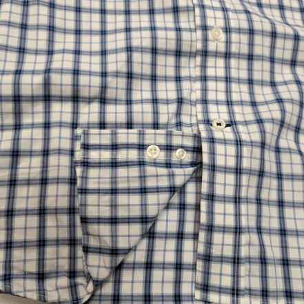 Chemise Nautica XL Bleu Carreaux 100% Coton Manches Courtes Logo Brodé