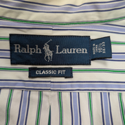 Chemise Ralph Lauren Manches Longues Rayures Bleu Vert - Classic Fit - Taille XL