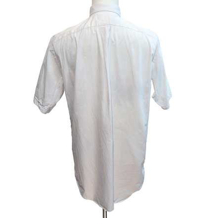 Chemise Ralph Lauren L Blanc Uni Logo Bleu Manches Courtes