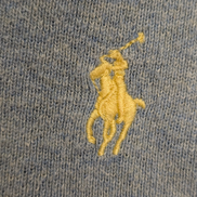 Pull Fin Polo Ralph Lauren Bleu Col V Taille L 100% Pima Coton Logo Jaune