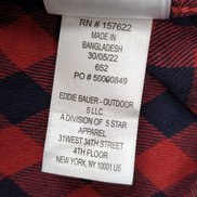 EDDIE BAUER Flanelle Rouge Marine L TBE Boutons Gravés 100% Coton | 330S