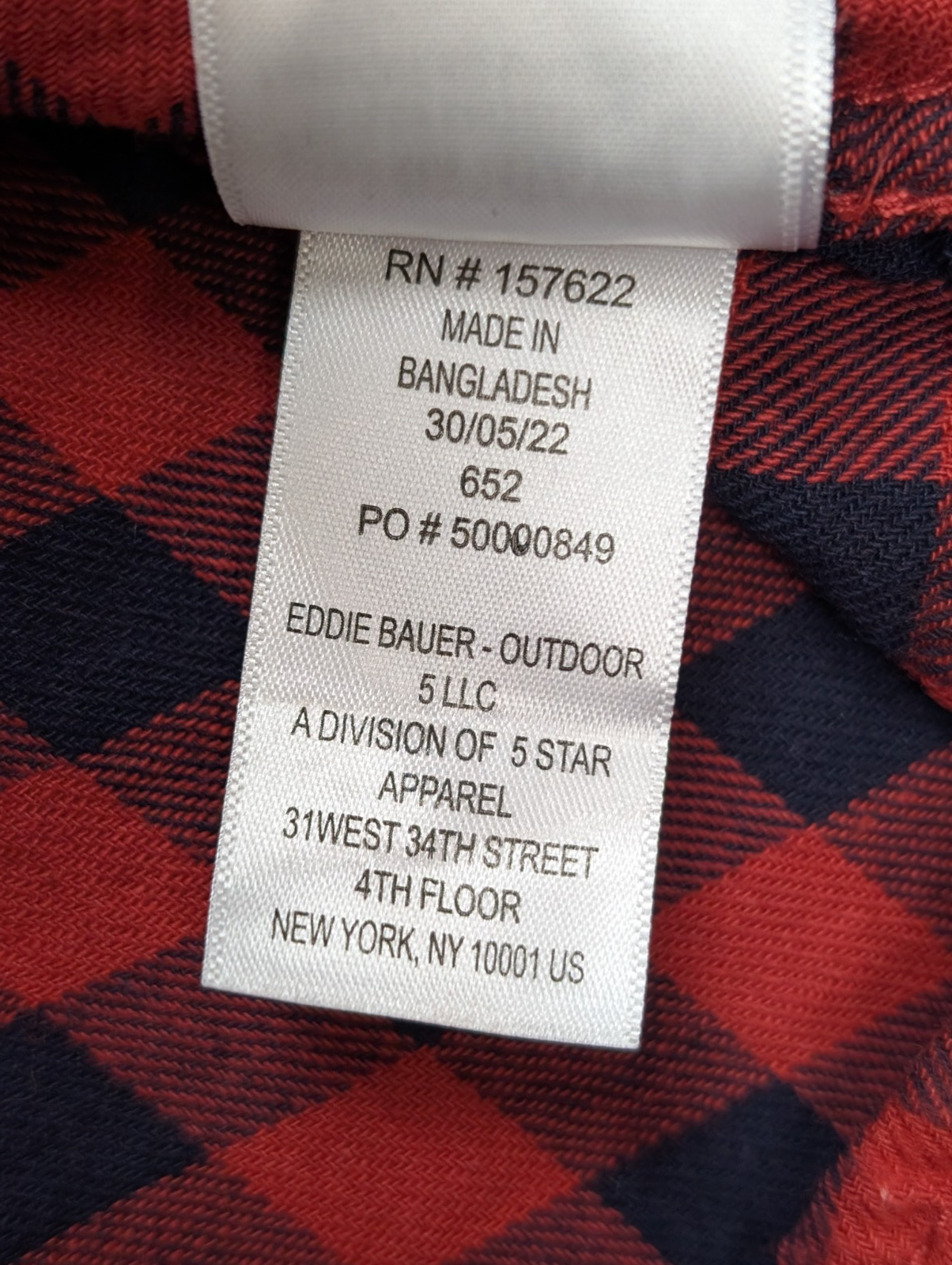EDDIE BAUER Flanelle Rouge Marine L TBE Boutons Gravés 100% Coton | 330S