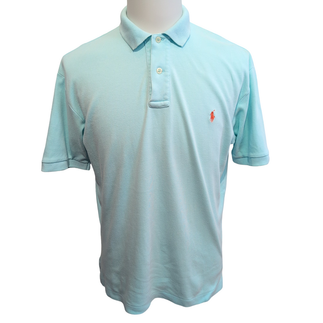 Polo Ralph Lauren Homme S Bleu Turquoise Clair Logo Orange Polo Manches Courtes