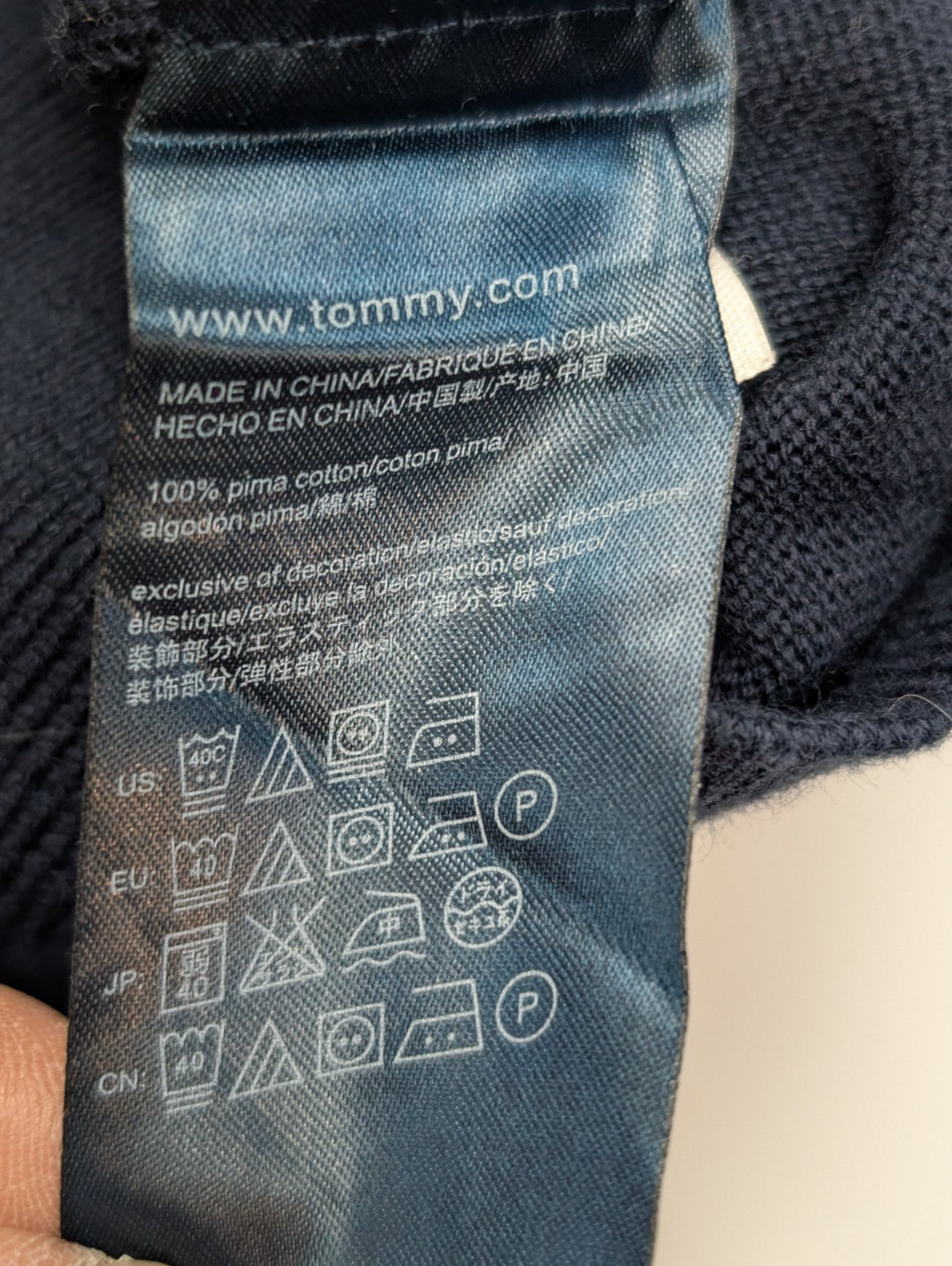 Pull Sans Manche TOMMY HILFIGER 100% PIMA COTTON Bleu Marine Taille M Neuf