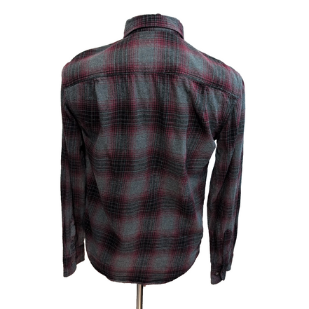Chemise George S Flanelle Carreaux Rouge Gris 2 Poches manches longues