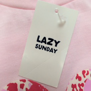 T-shirt Femme Lazy Sunday M Rose Cœur Graphique Neuf Étiquette Coton Polyester