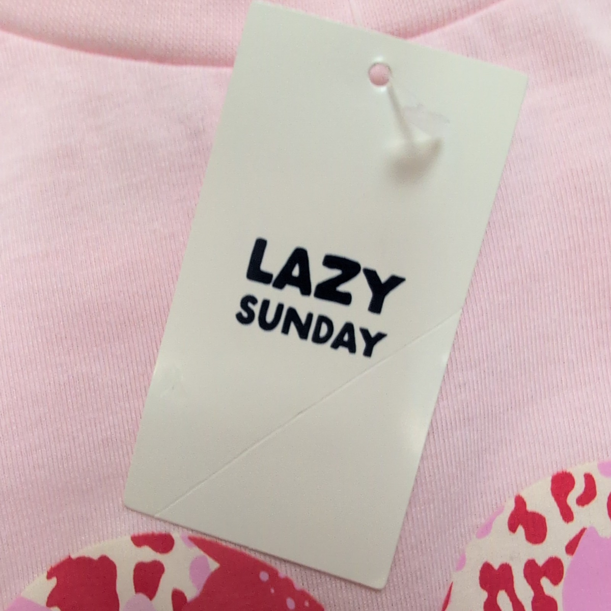 T-shirt Femme Lazy Sunday M Rose Cœur Graphique Neuf Étiquette Coton Polyester