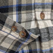 🌲 CHEMISE FLANELLE CHAPS L (G) À CARREAUX NOIR GRIS BLEU LOGO BRODÉ