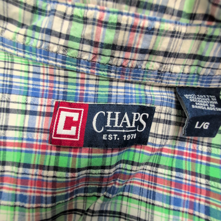 Chemise CHAPS verte à carreaux manches courtes taille L #105e