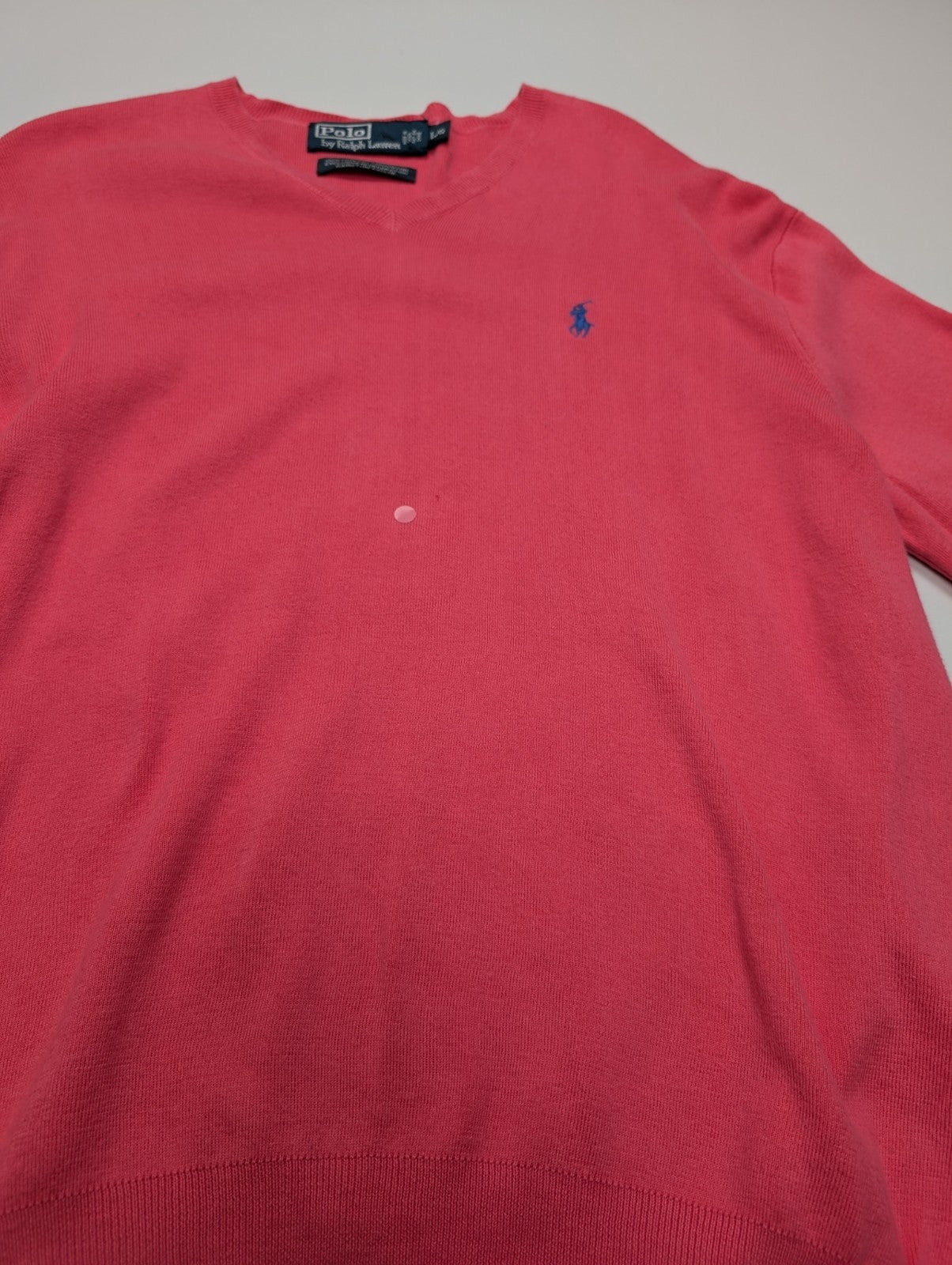 Pull Polo Ralph Lauren Rose Logo Bleu Ciel - 100% Coton Pima - Taille L/XL