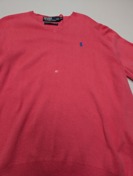 Pull Polo Ralph Lauren Rose Logo Bleu Ciel - 100% Coton Pima - Taille L/XL