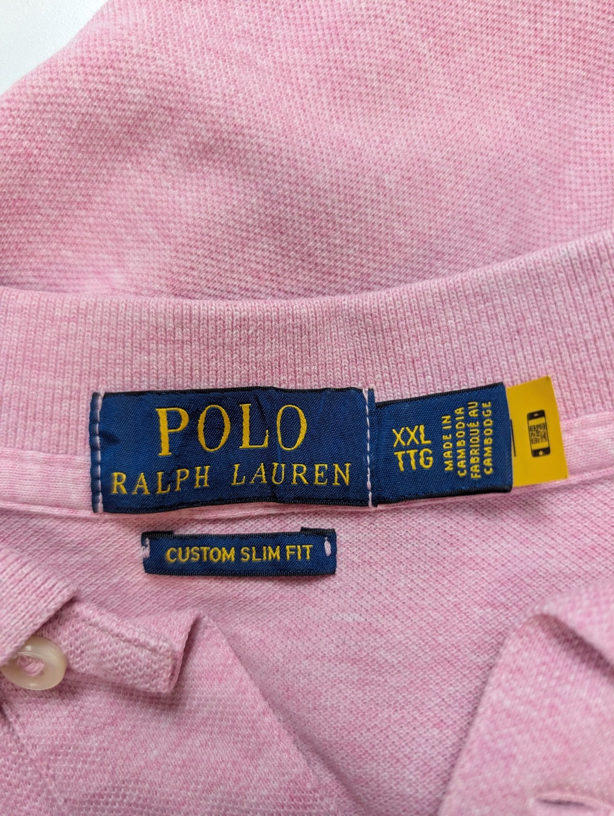 Polo manches courtes Polo Ralph Lauren Big Pony rose XXL Custom Slim Fit