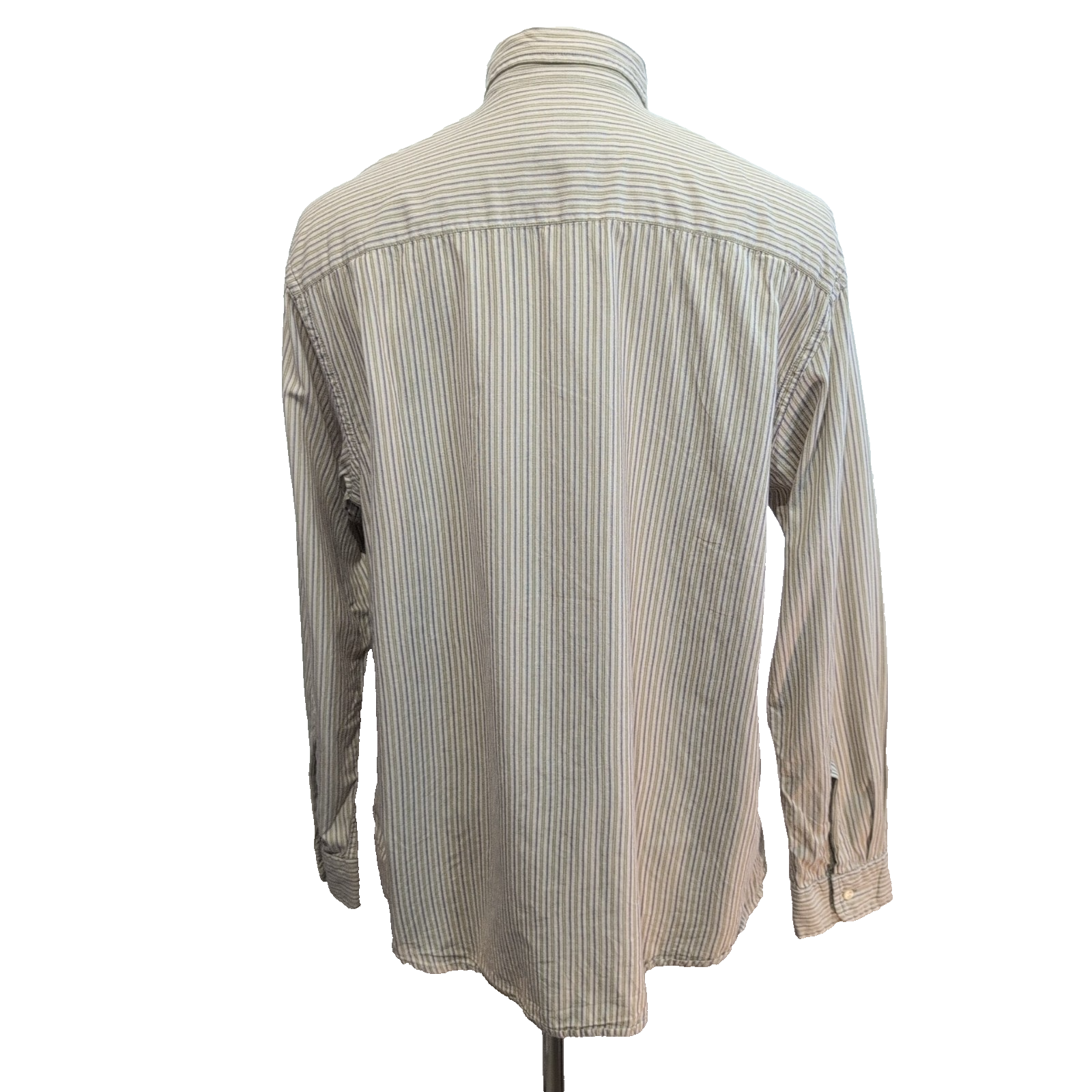 Chemise Nautica beige rayures kaki violet manches longues 1 poche M
