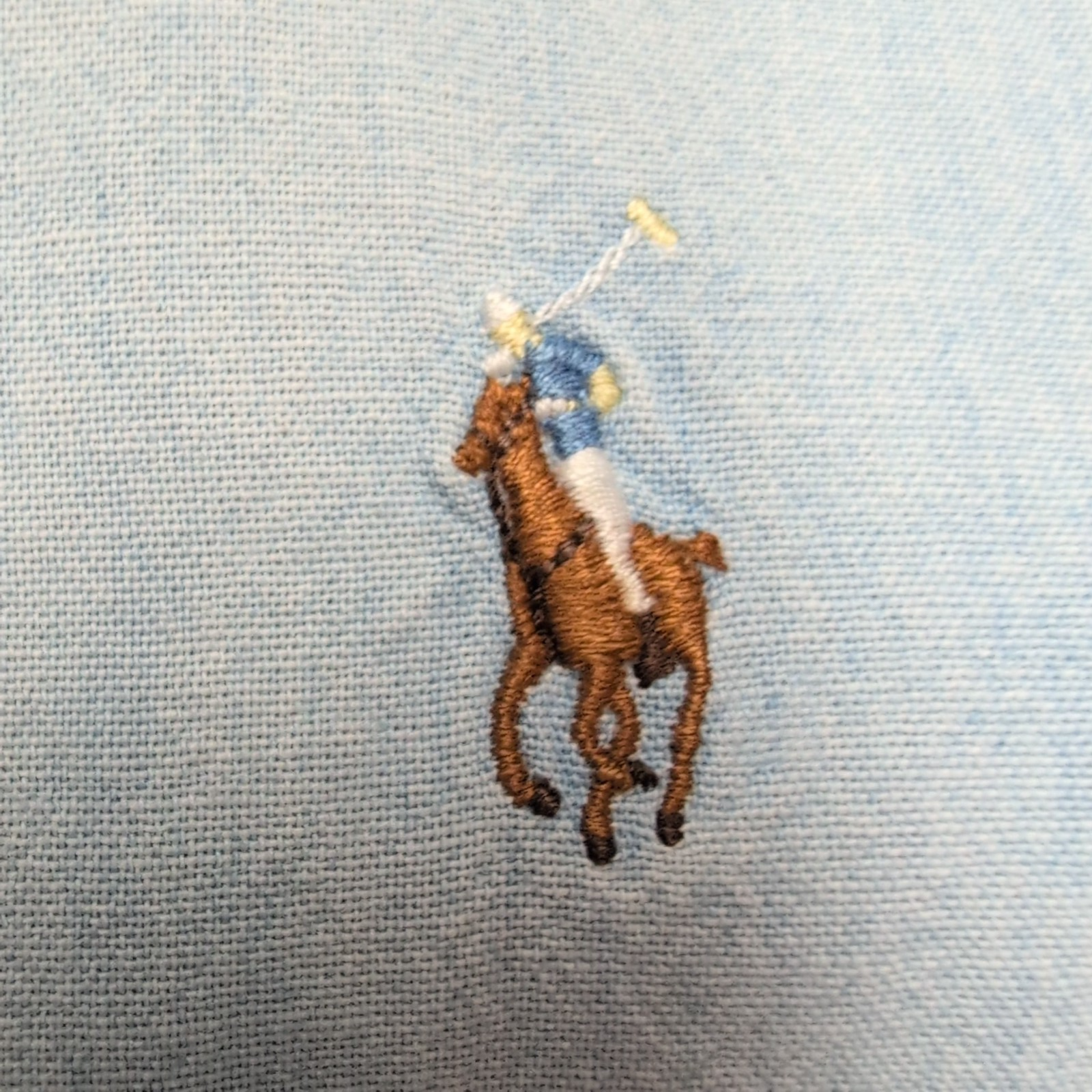 Chemise Ralph Lauren Blaire M Bleu Clair Effet Jean Logo Marron manches longues