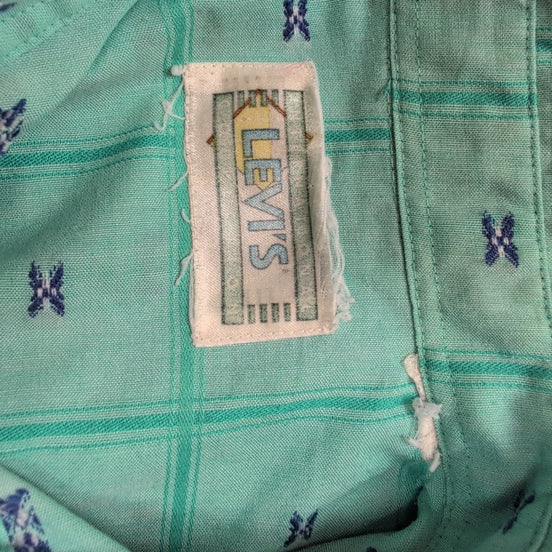 Chemise LEVI'S International Homme M Verte à Papillons Relief Tissu Gaufré