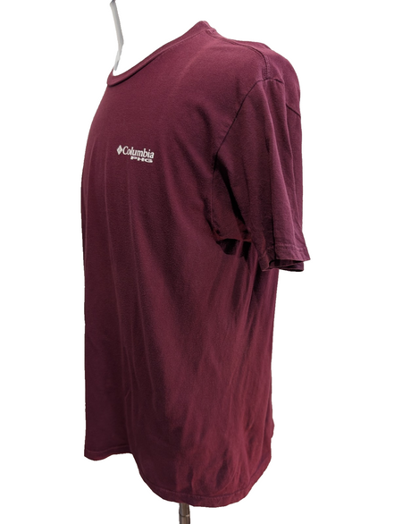 COLUMBIA PFG T-Shirt Homme L Bordeaux Pêche Logo Vintage Fishing Outdoor |101T