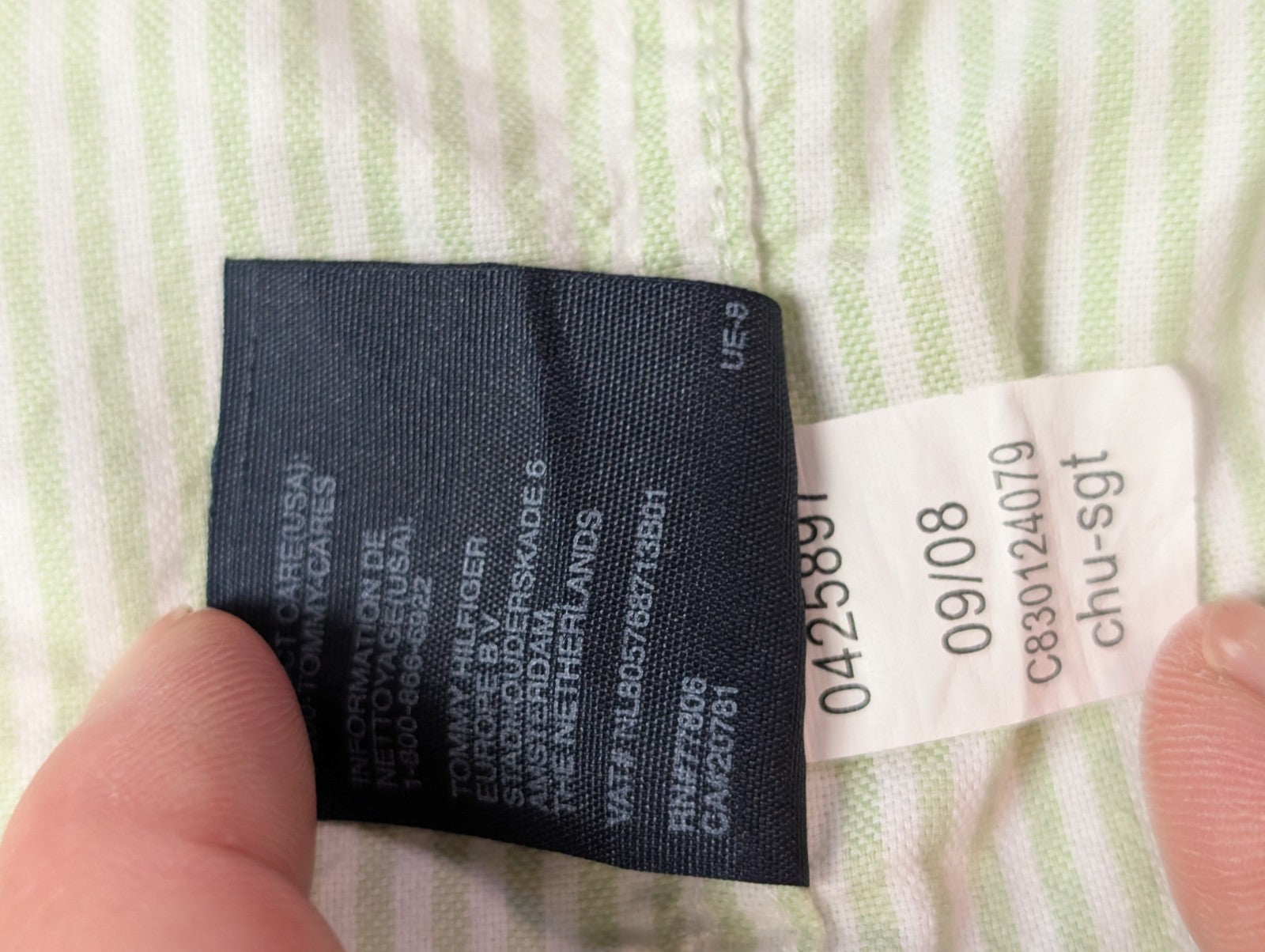 Chemise Tommy Hilfiger verte à rayures taille L #273msch