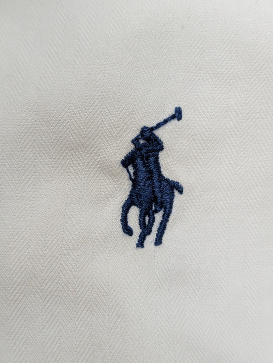 Ralph Lauren Chemise Classic Fit S/M Blanche Logo Bleu Marine