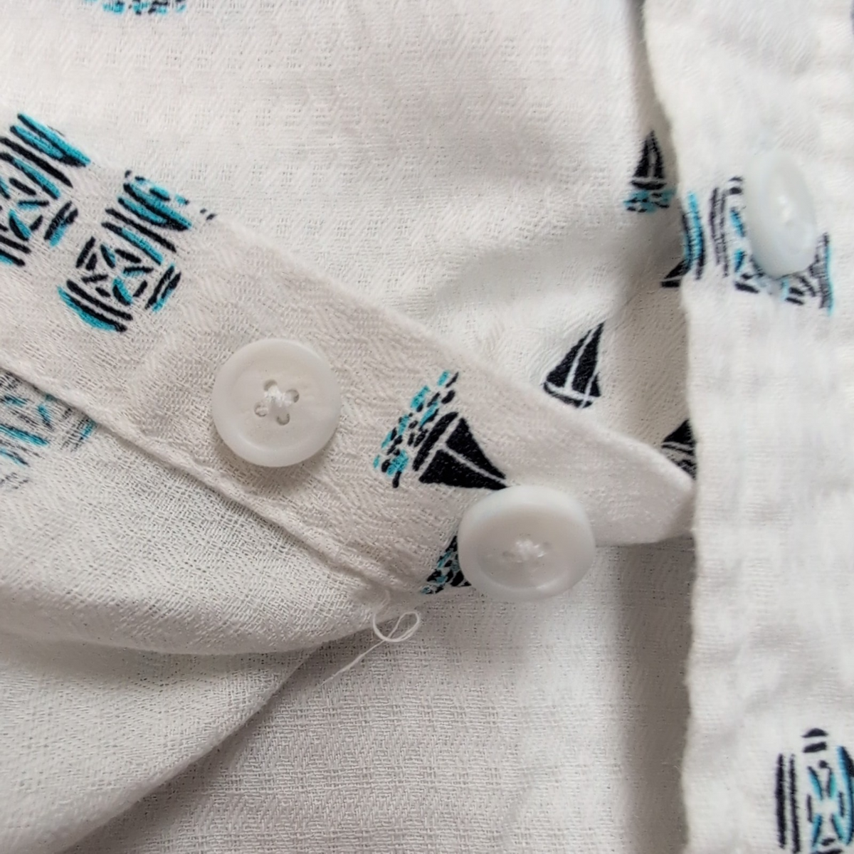 Chemise Hawaïenne Haggar XL Palmier Bateau Turquoise 100% Coton manches courtes