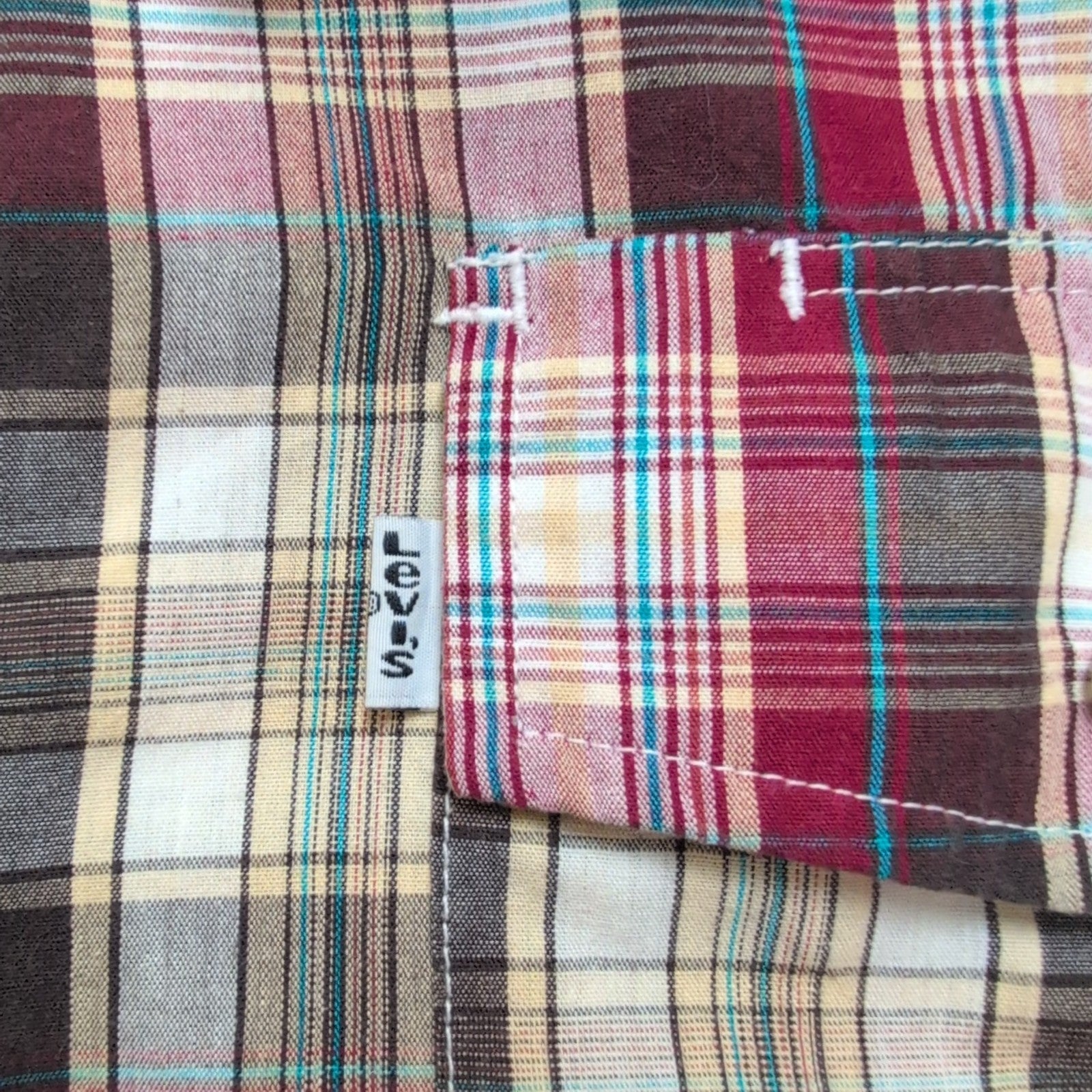 Chemise western rouge à carreaux boutons pression nacrés marbrés Taille L