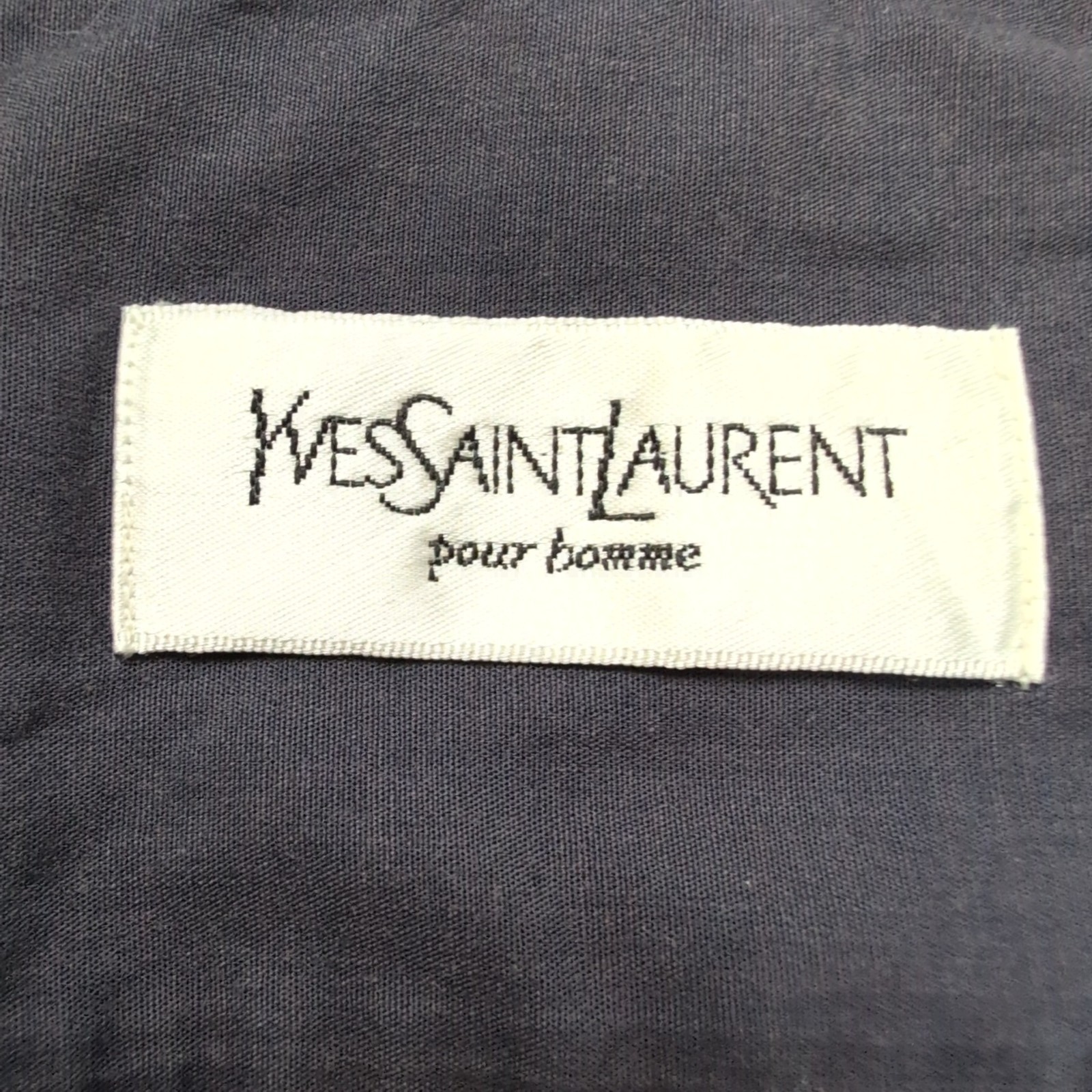 Chemise YVES SAINT LAURENT XL Bleu Marine Unie Logo Brodé Manches Courtes