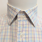 Chemise YVES SAINT LAURENT 100% Coton M Carreaux Logo Brodé Manches courtes