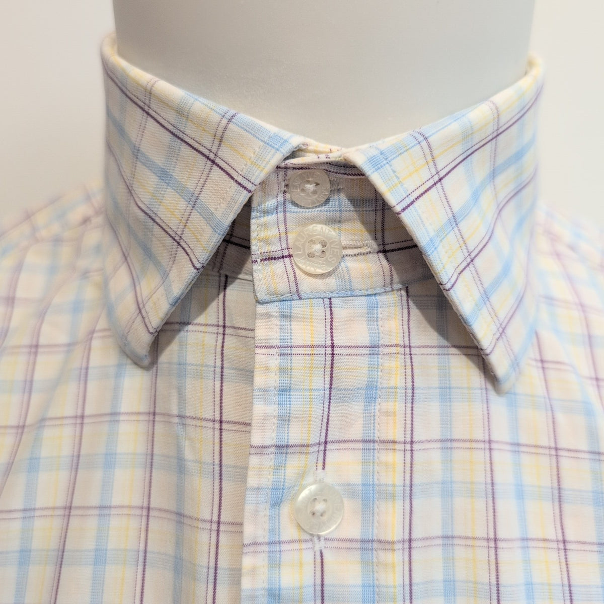 Chemise YVES SAINT LAURENT 100% Coton M Carreaux Logo Brodé Manches courtes