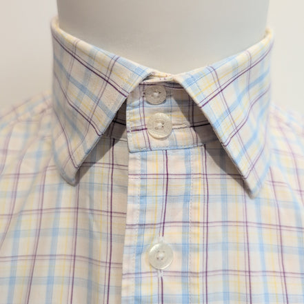 Chemise YVES SAINT LAURENT 100% Coton M Carreaux Logo Brodé Manches courtes
