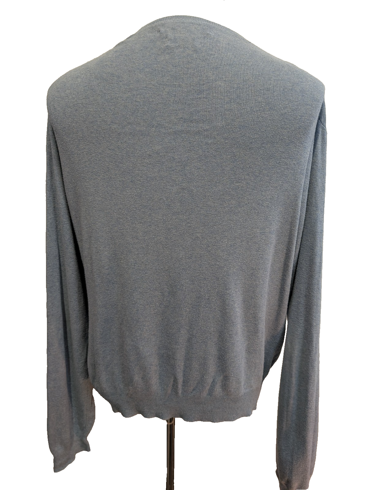 Pull Fin Polo Ralph Lauren Bleu Col V Taille L 100% Pima Coton Logo Jaune