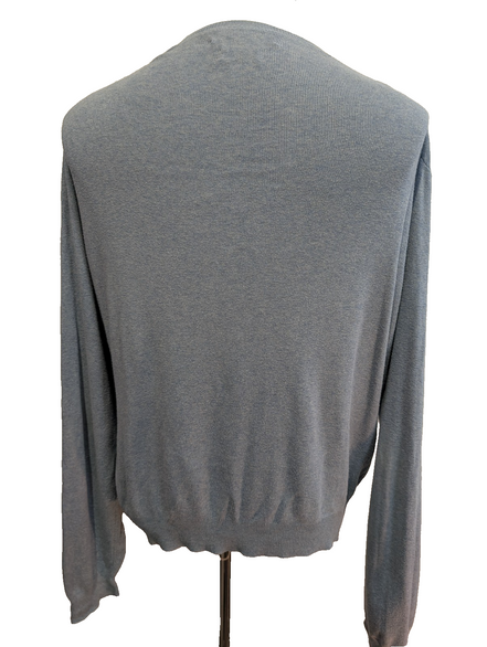 Pull Fin Polo Ralph Lauren Bleu Col V Taille L 100% Pima Coton Logo Jaune