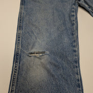 Jean Wrangler Homme Vintage Bleu Style Grunge Distressed Genou Troué W36 L31