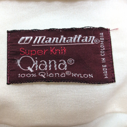 Chemise Manhattan Qiana Vintage Taille M/L Blanc Cassé Grand Col Pointe