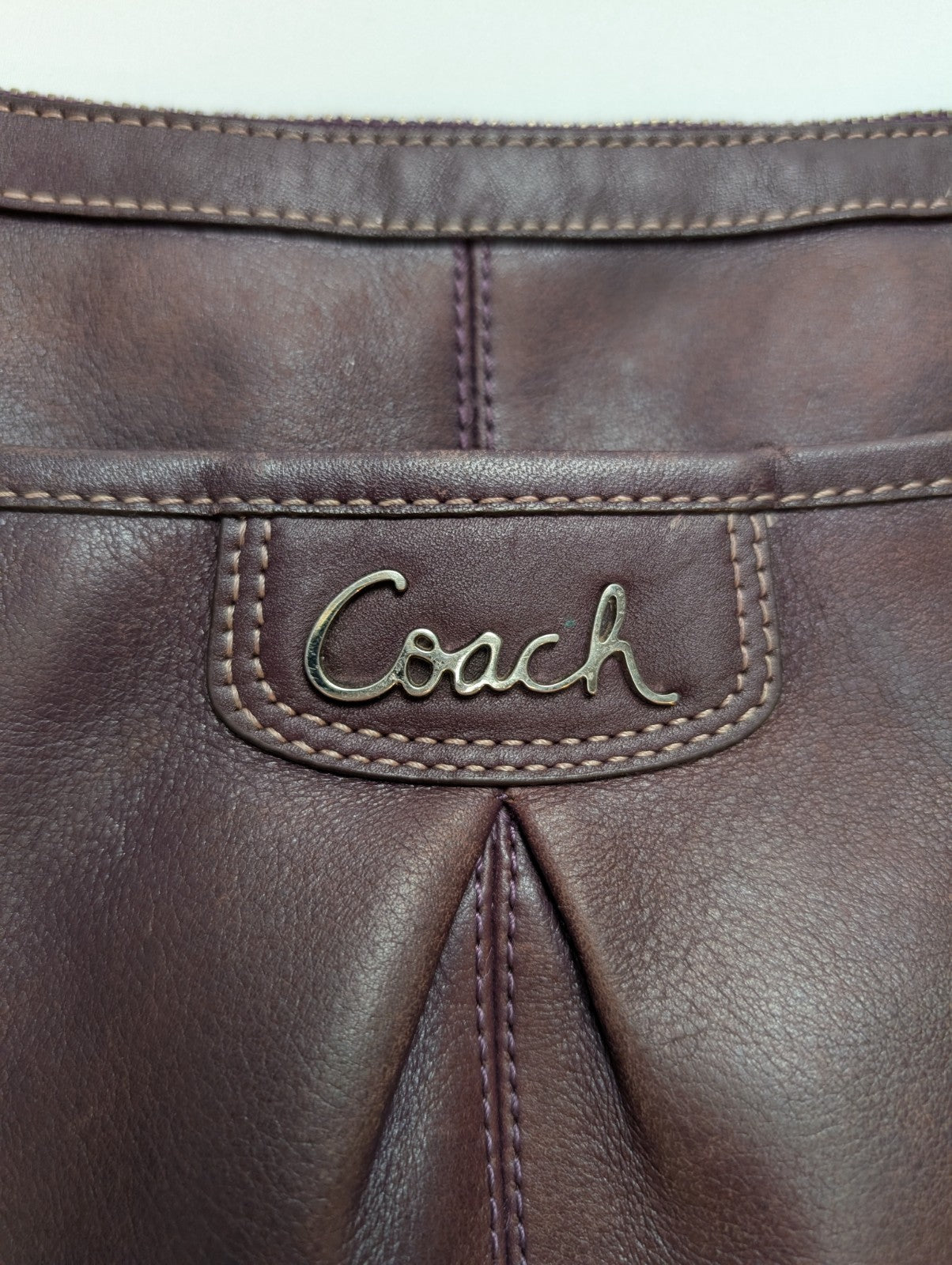 Sac Coach cuir bordeaux rouge vin bandoulière 36 cm très bon état