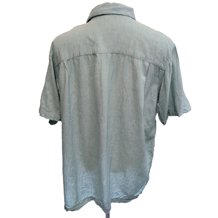 Chemise Hawaïenne Haggar XL Vert Pâle Lin Rayonne Manches Courtes