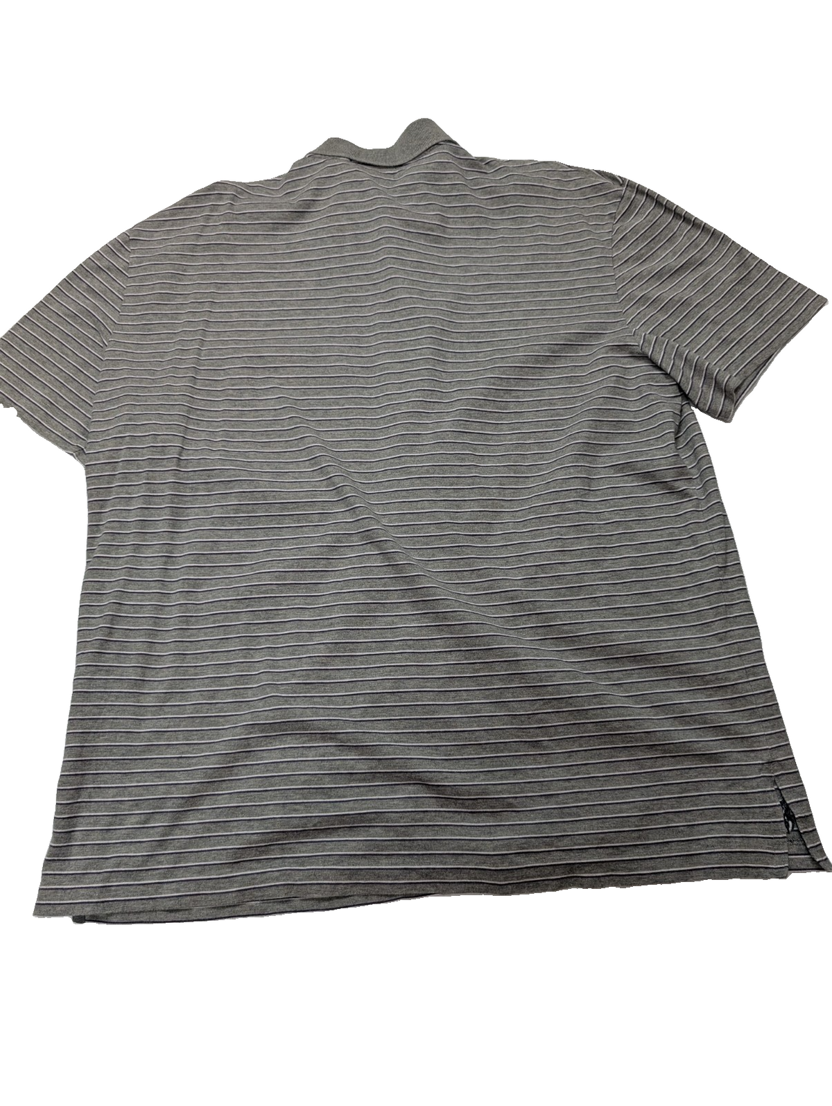 Polo manches courtes Polo Ralph Lauren L gris rayures Pima Lisle logo bas
