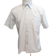 Chemise YVES SAINT LAURENT M Blanche Carreaux Gris 100% Coton Manches Courtes