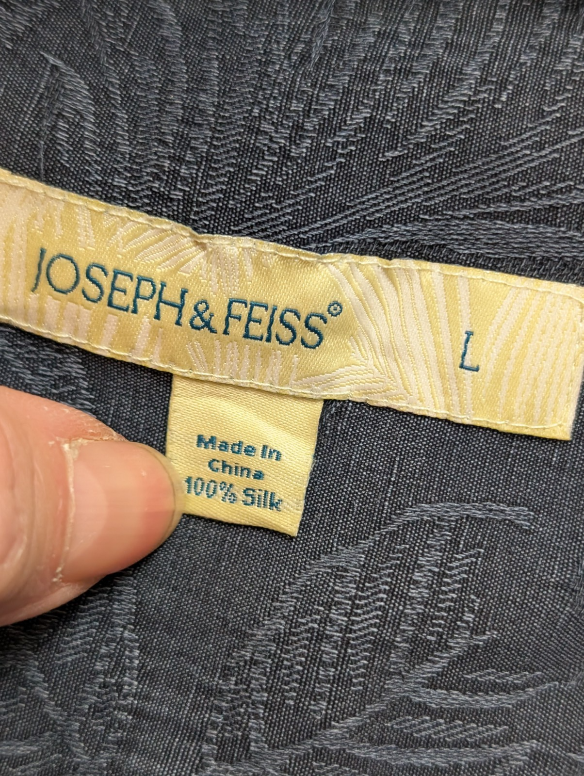 Chemise Hawaïenne JOSEPH & FEISS 100% Soie Marine Feuillage - Taille L