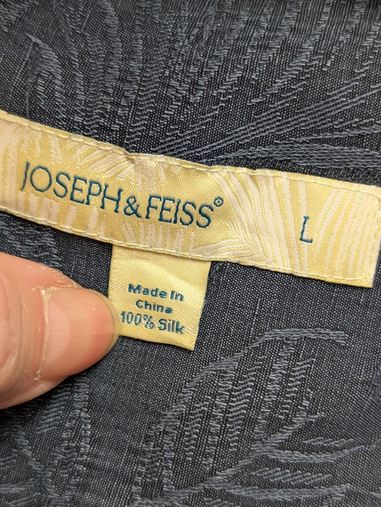 Chemise Hawaïenne JOSEPH & FEISS 100% Soie Marine Feuillage - Taille L