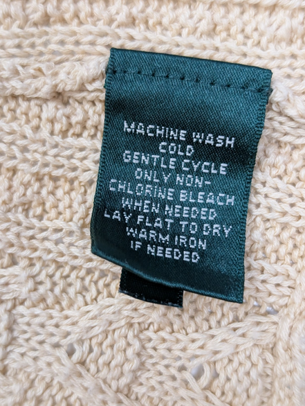 Gilet Lauren Ralph Lauren femme S beige coton torsadé dentelle cardigan